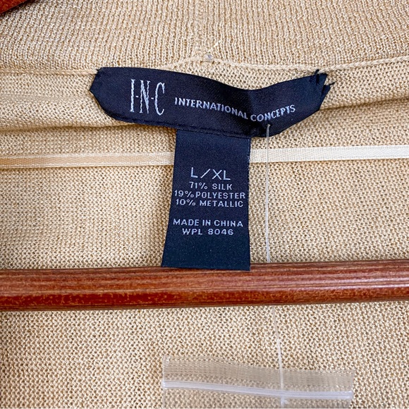 INC 4 Ways to Wear NWT Gold Shimmer Wrap Cardigan Size Large - Picture 9 of 12